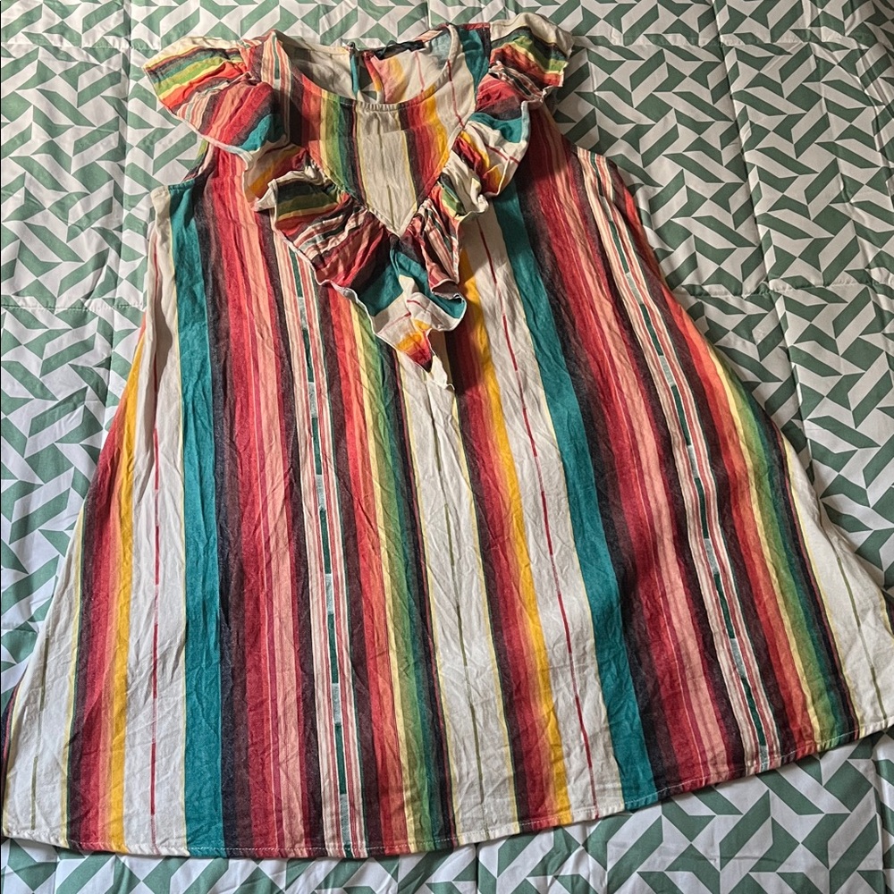 Serape Ruffle Western Tunic Dress Size S